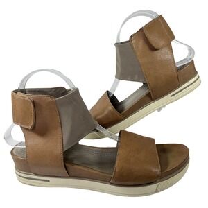 Eileen Fisher Women Sandals Leather Ankle‎ Strap Platform Comfort Casual Brown